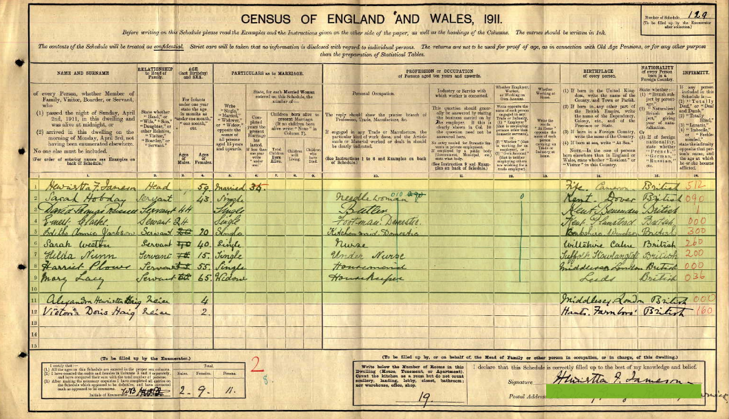 Ernest Charles Clarke 1911 Census Footman